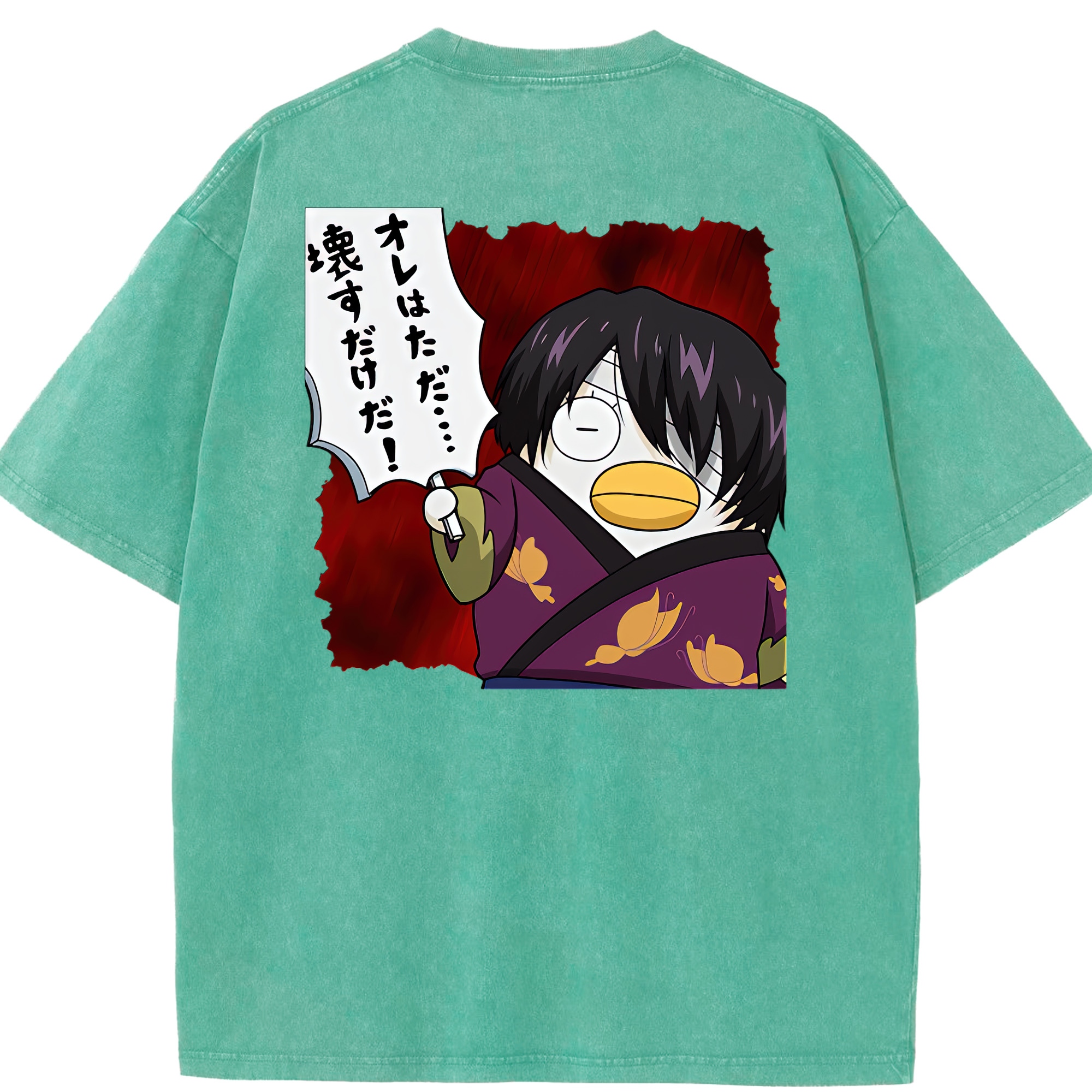 （画像用） ぎんたま 坂田銀時（さかたぎんとき） 神楽 志村新八（しむら しんぱち） GINTAMA Sakata Gintoki Kagura Shimura Shinpachi 綿100% ヴィンテージ風 半袖Tシャツ（背面プリント）